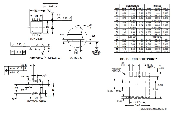 Mechanical Drawing - onsemi NRVTS560ETFS 60V Trench Based Schottky Rectifier